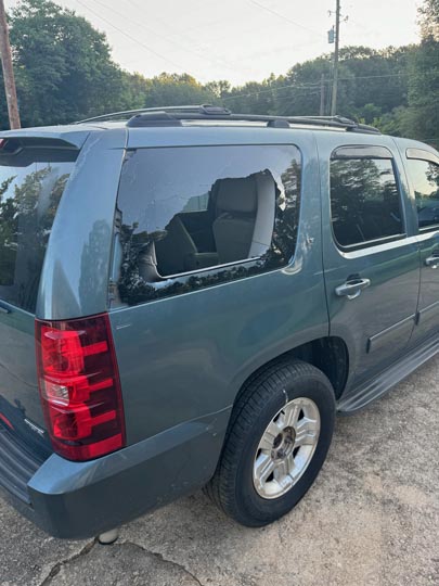 Rear broken bent glass